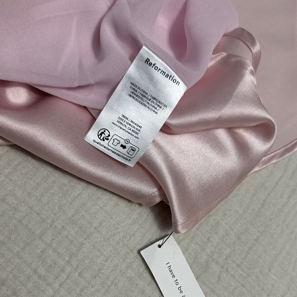 NWT Reformation Pernille Silk Dress - Cherry Blossom - Picture 13 of 15